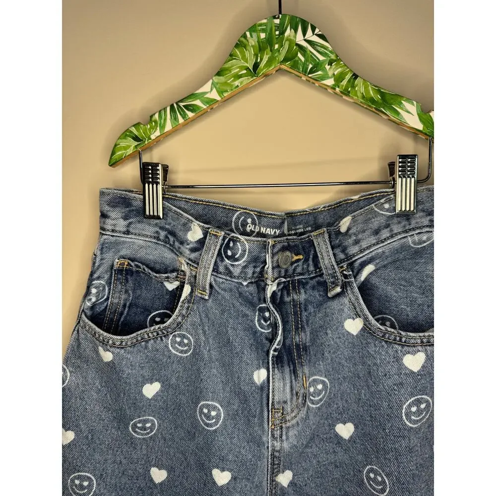 Old Navy Printed Baggy Wide Leg Girls Jeans sz 14